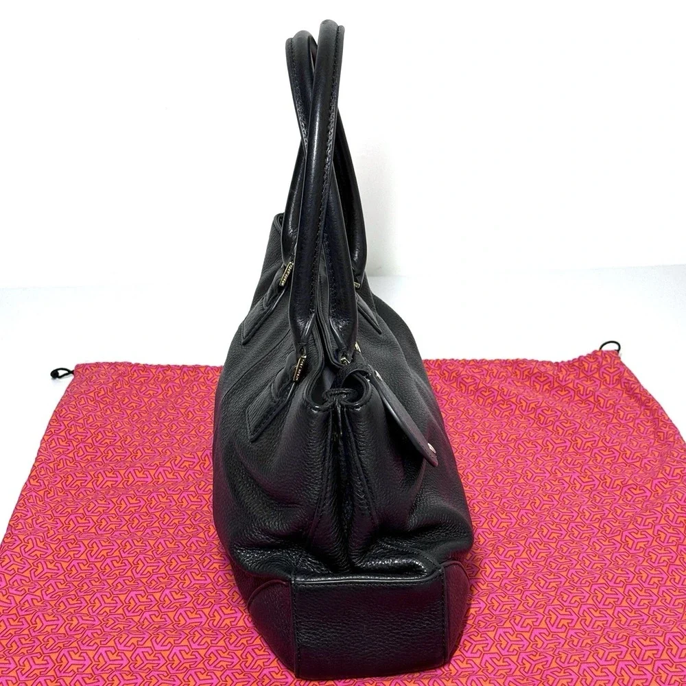 Tory Burch Robinson Triple Compartment Black Pebbled‎ Leather Tote Shoulder Bag